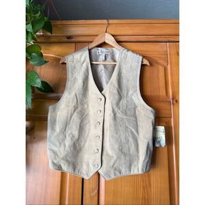Marsh Landing 100% Leather Vest – Women’s Neutral Taupe, Western/Outdoor SZ L